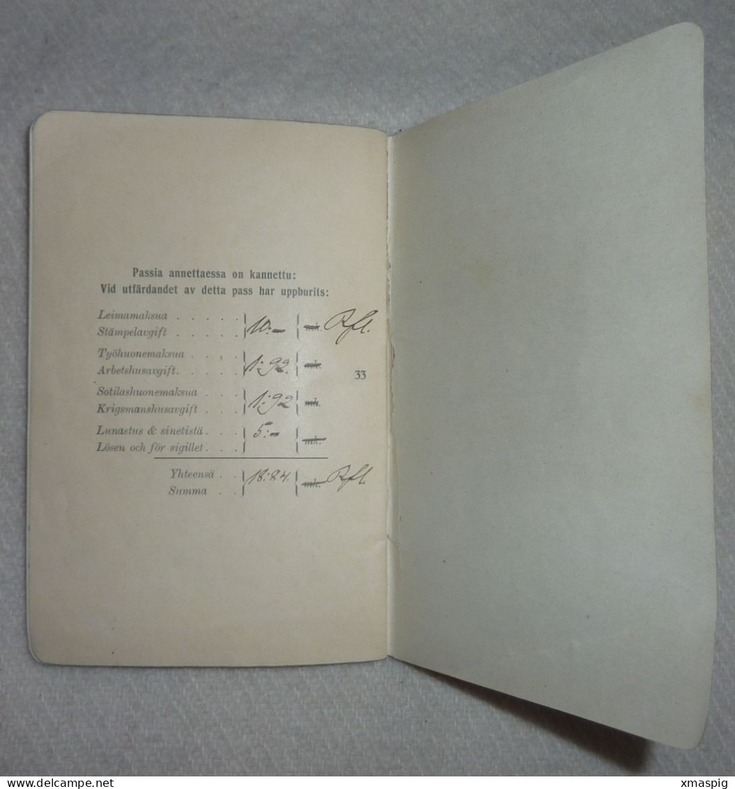 early Finnland consular passport 1918 RRR! reisepass pasaporte passeport