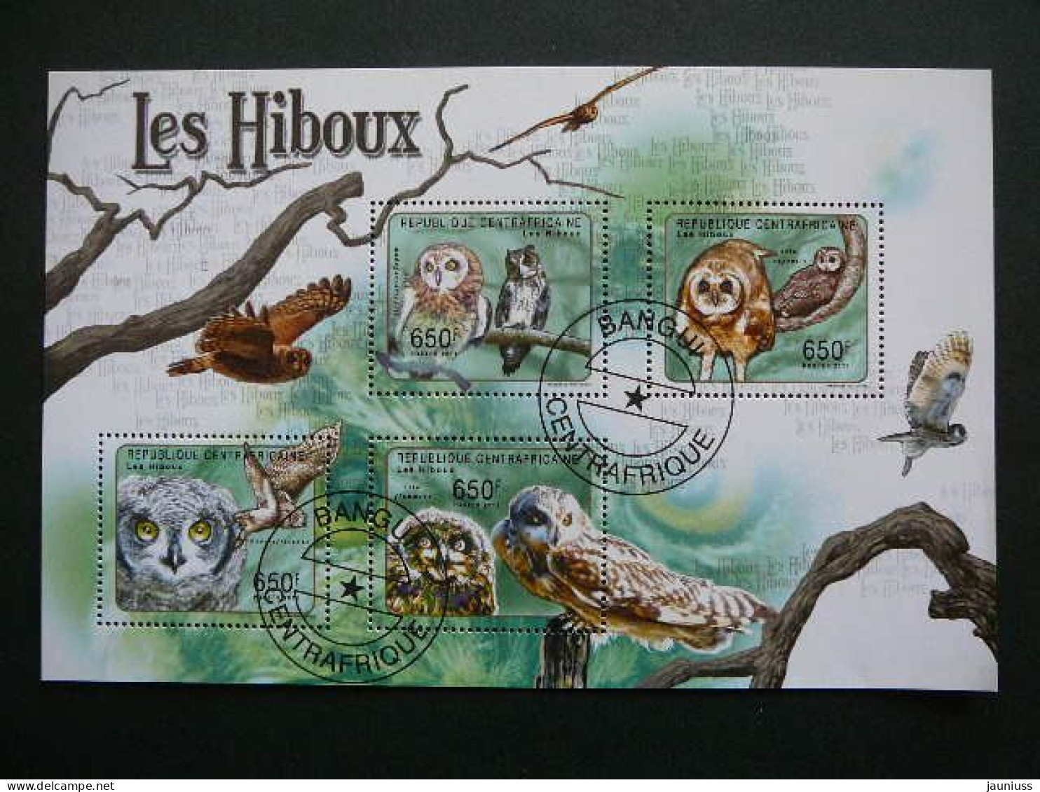 Owls. Eulen. Les Hiboux  # Central African Republic # 2011 Used S/s #156 Birds - Hiboux & Chouettes