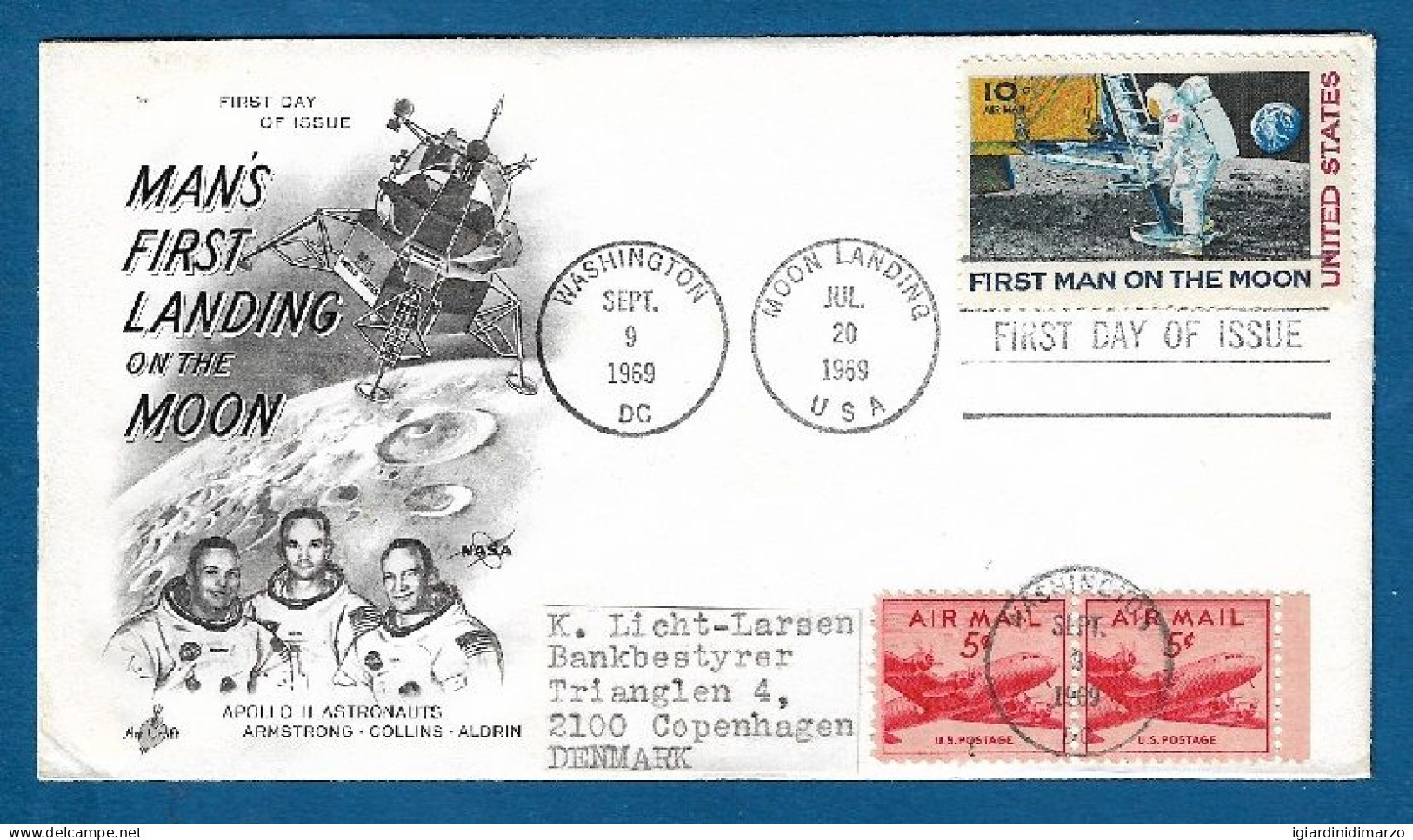 STATI UNITI D'AMERICA-1969- FDC CON VALORE DA 10 C.- PRIMO UOMO SULLA LUNA - IN BUONE CONDIZIONI.. - Schmuck-FDC