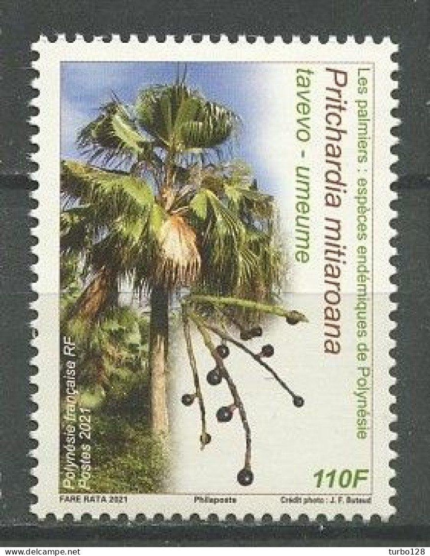 POLYNESIE 2021 N° 1263 ** Neuf MNH Superbe Flore Arbres Trees Palmiers Pritchardia Mitiaroana - Ongebruikt