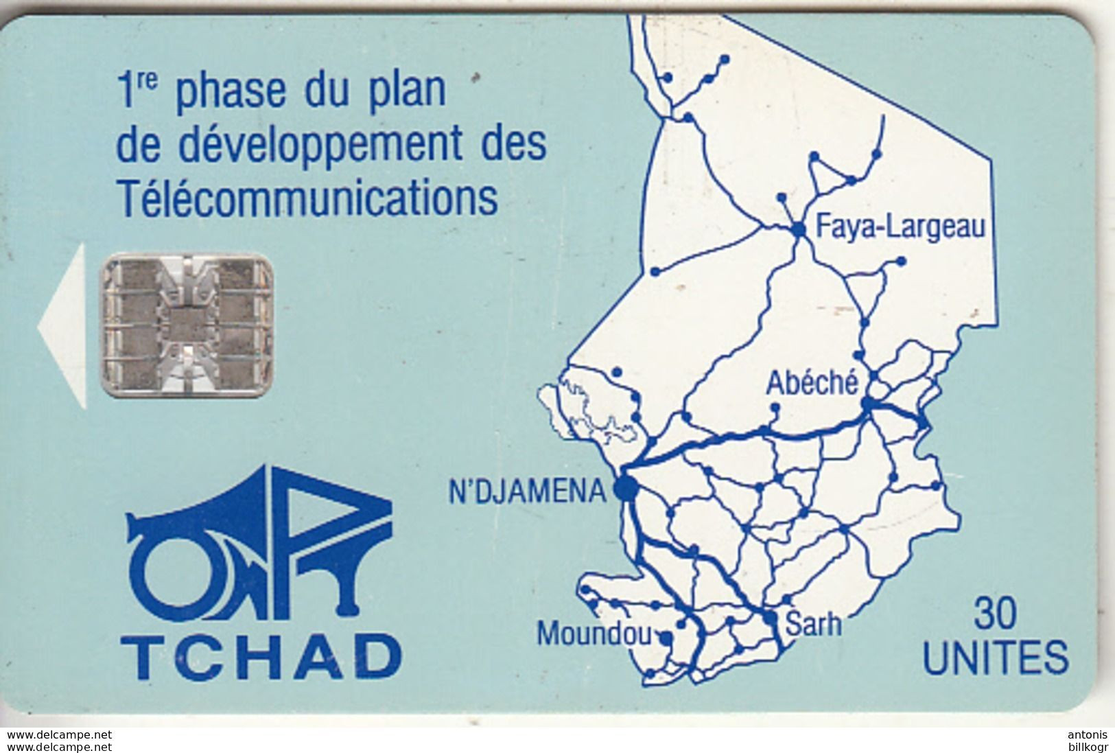 CHAD - Blue Map, Used - Ciad