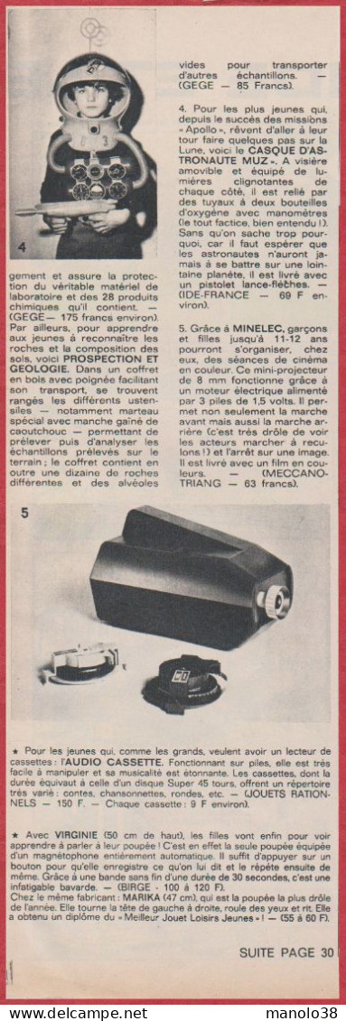 Les Jouets De 1970. Ordinateur JR01, 2000, Laboratoire De Chimie., Projecteur, Casque D'astronaute, Meccano ... 1970. - Documenti Storici