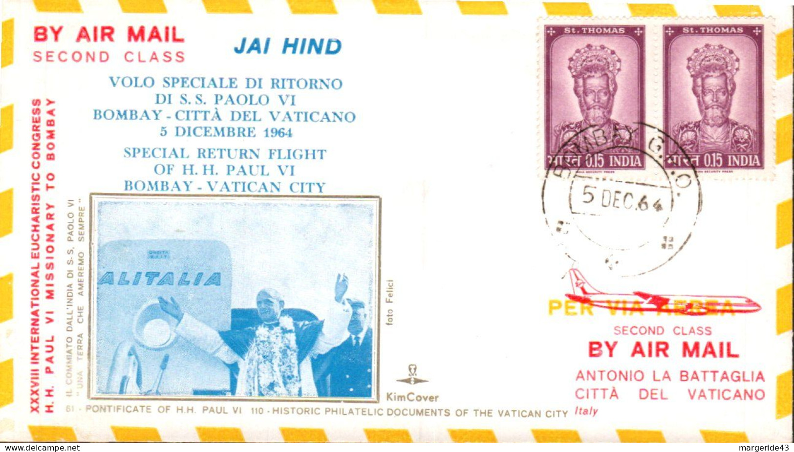 INDE VISITE PAPE PAUL VI 1964 - Papas