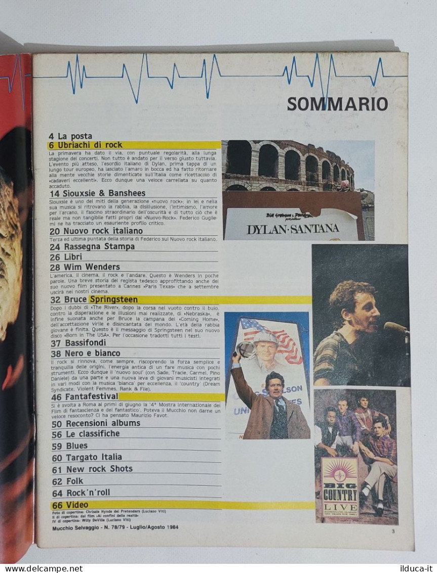 58918 MUCCHIO SELVAGGIO 1984 N. 78/79 - Wenders / Bruce Springsteen / Bob Dylan - Musik