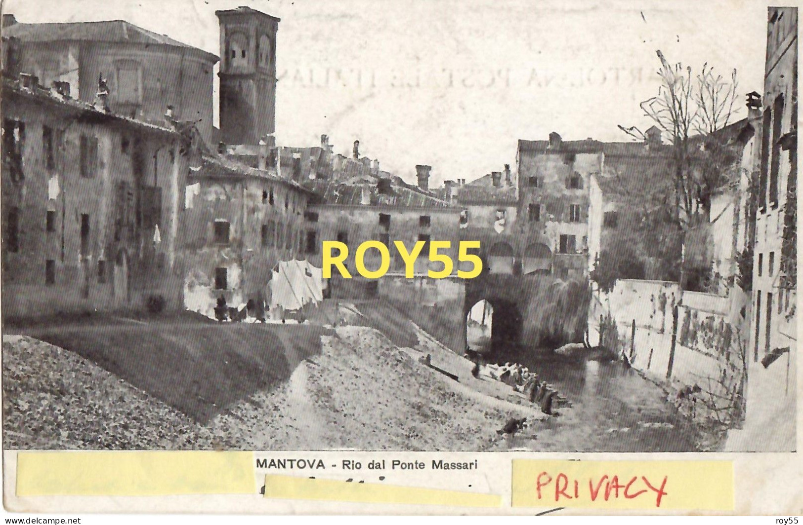 Lombardia-mantova Rio Dal Ponte Massari Veduta Fiume E Lavandaie A Riva Primi 900 (f.piccolo/v.retro) - Mantova