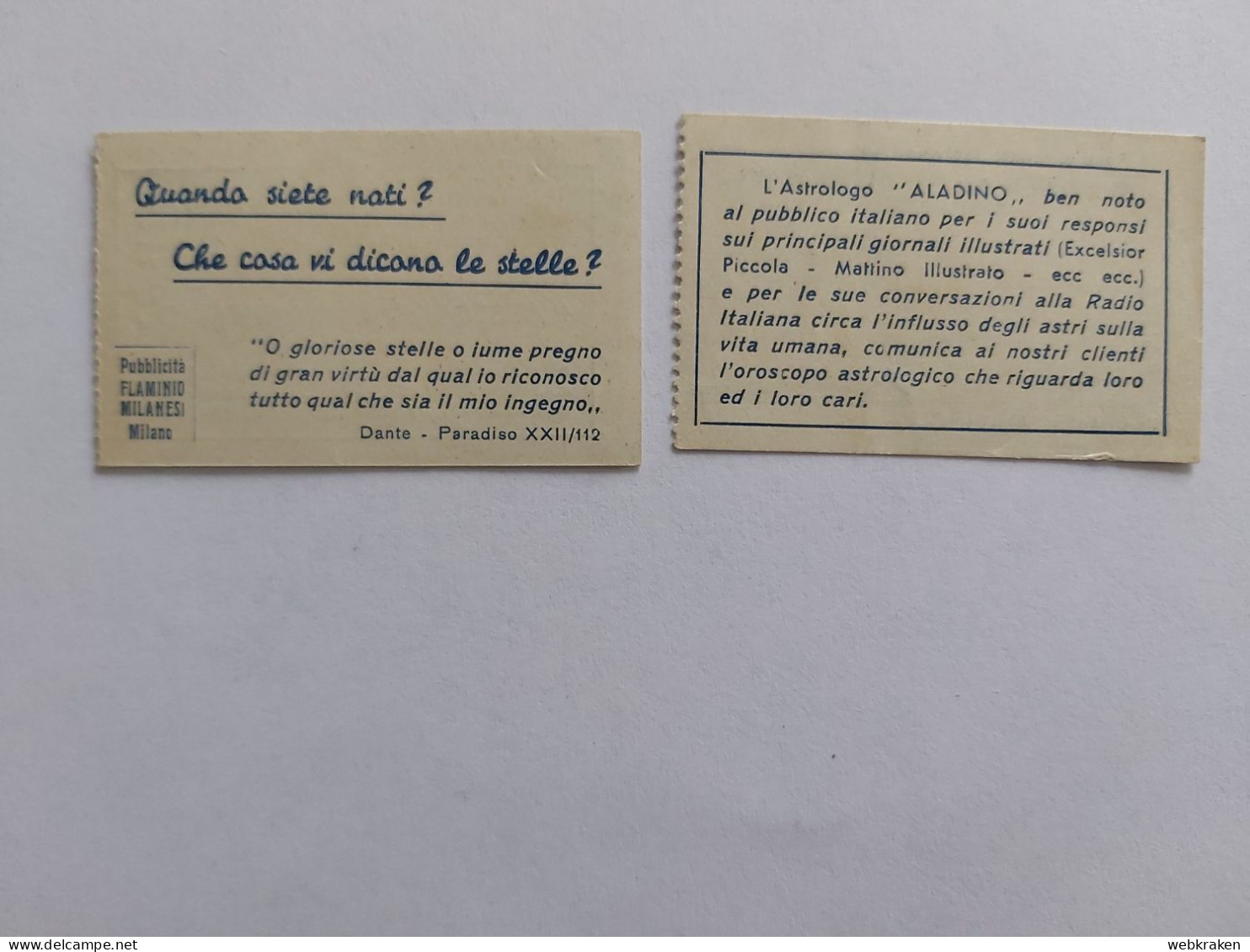 2 BIGLIETTI PREVISIONI OROSCOPO CONCORSO MUSSOLINI - Adesivi