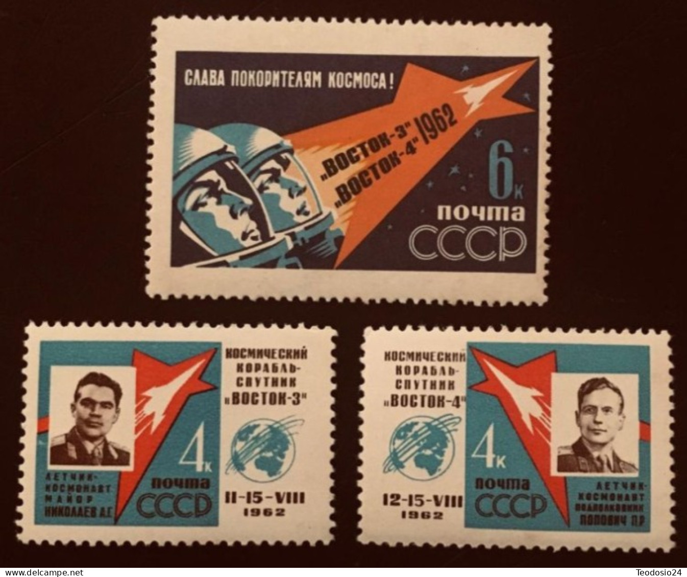 Russie 1962 Yt 2550 - 2552 ** 1er Vol Spatial Groupé :  Nikolaïev -  Popovitch - Les 2 Cosmonautes   ** - Nuovi