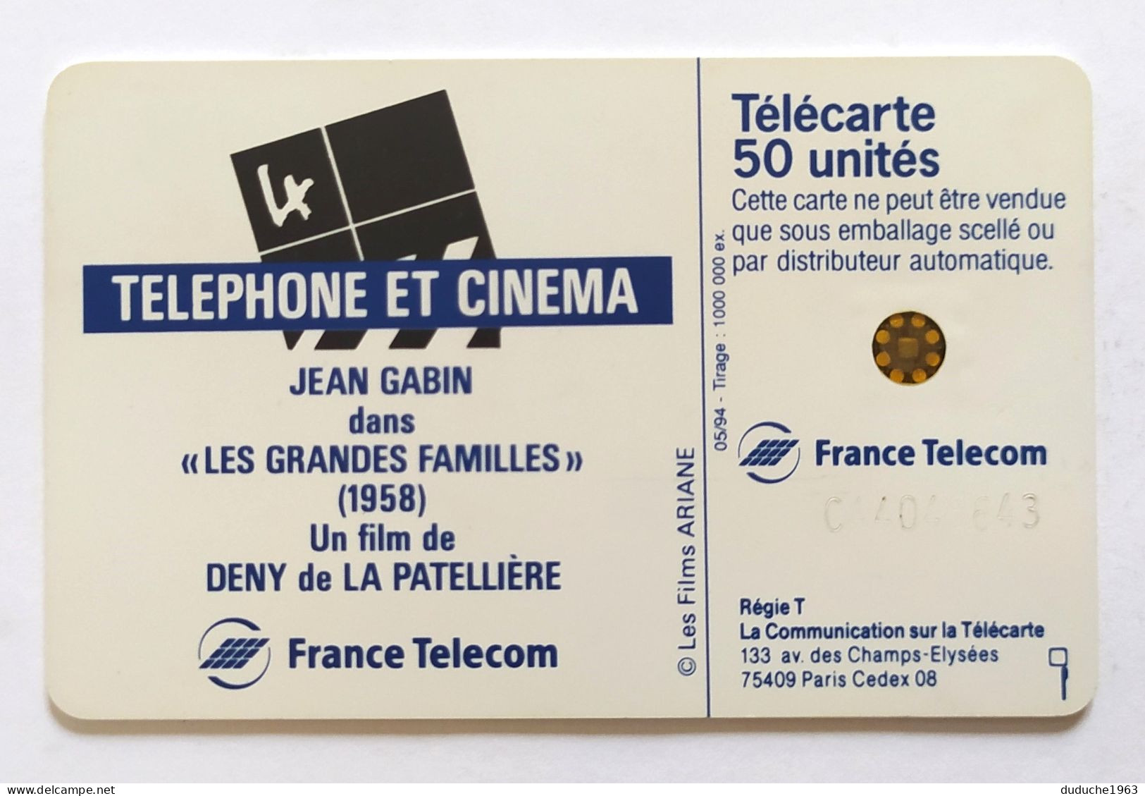 Télécarte France - Téléphone Et Cinéma - Jean Gabin - Zonder Classificatie