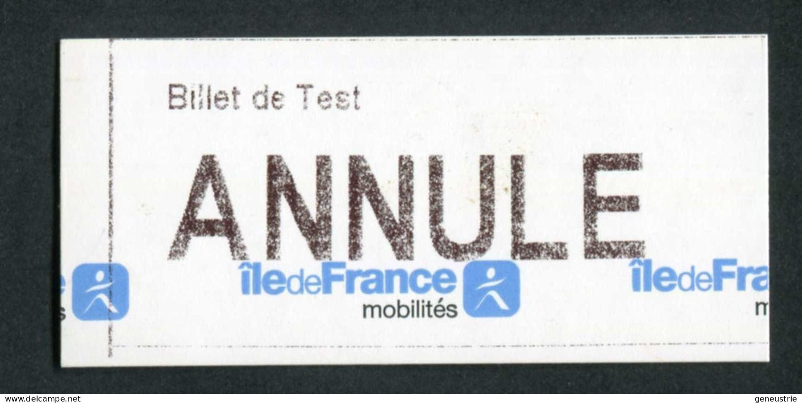 Ticket De Métro Parisien " Billet De Test / ANNULE " Paris - Ile De France Mobilité - RATP / SNCF - Autres & Non Classés