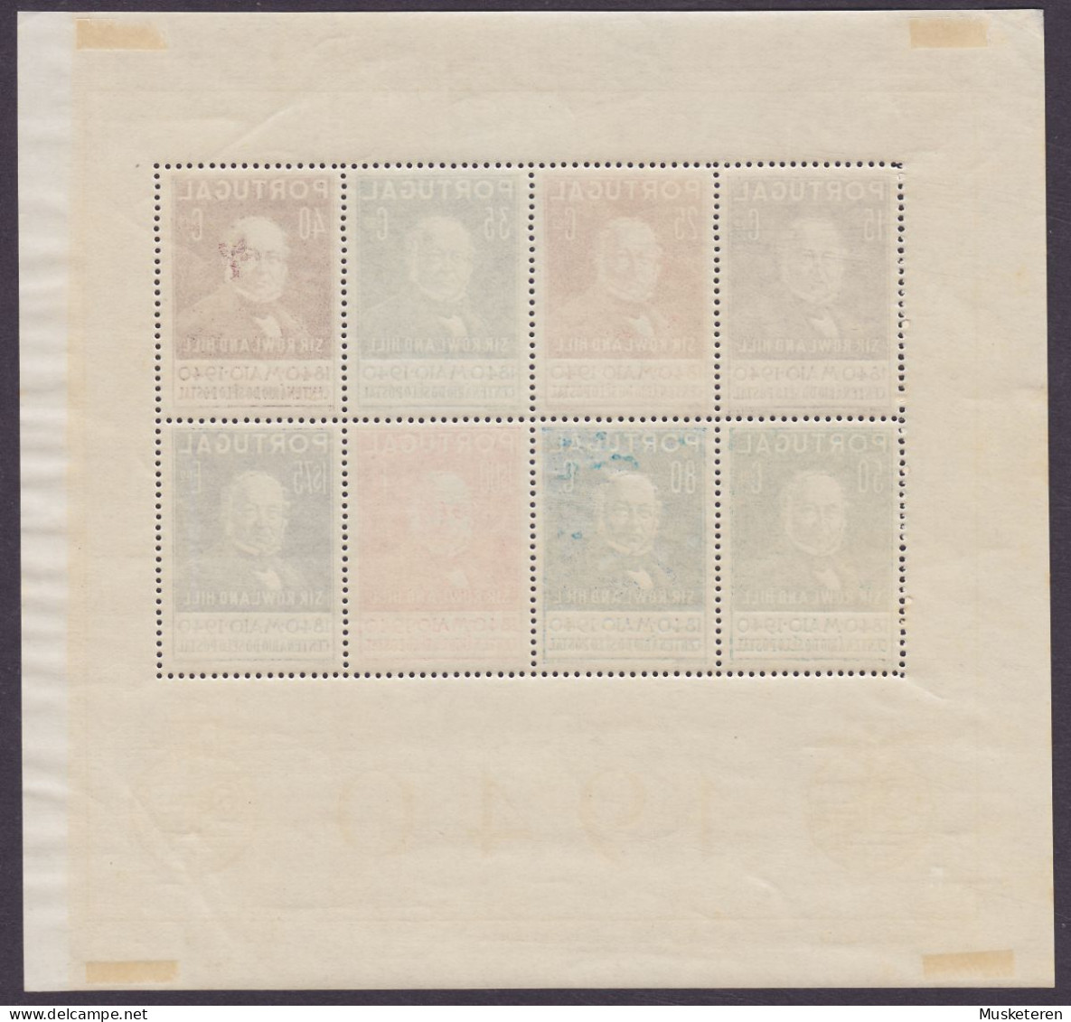 Portugal 1941 Mi. Block 3, Miniature Sheet 100 Jahre Briefmarken Sir Rowland Hill Stamp Centenary, MH* (2 Scans) - Blocks & Sheetlets