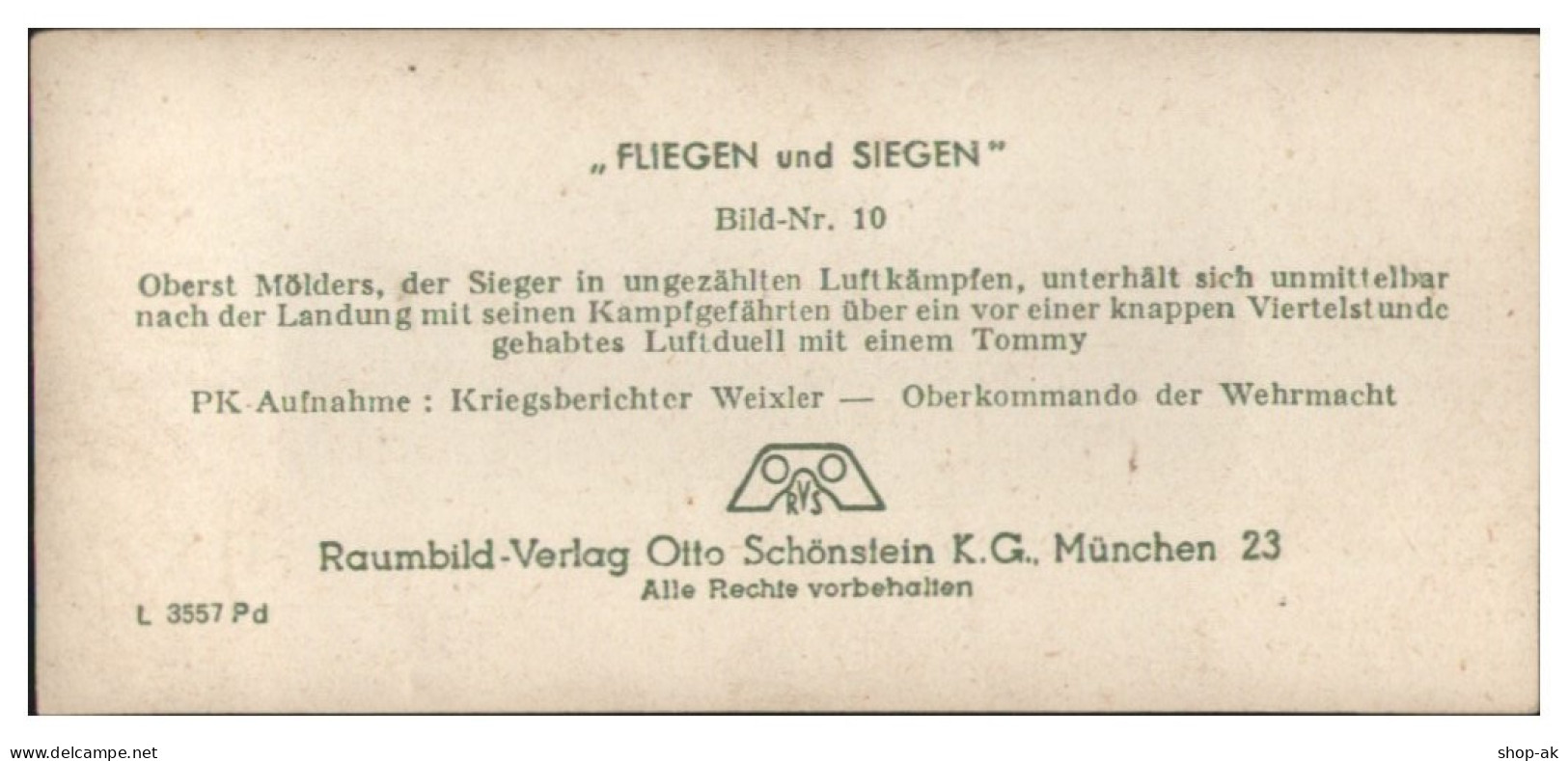 Y28385/ Stereofoto  Oberst Mölders Mit Kampffliegern 1942 - Guerra 1939-45