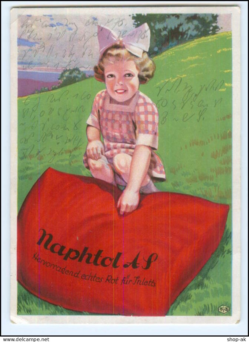 V4173/ Napthol Echtes Rot Für Inletts  Reklame Werbung AK 1930 Mädchen - Werbepostkarten