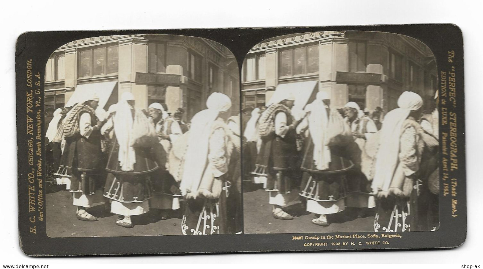 Y24208/ Stereofoto Sofia Bulgarien Gossip In The Market Place Foto 1903 Bulgaria - Bulgarie