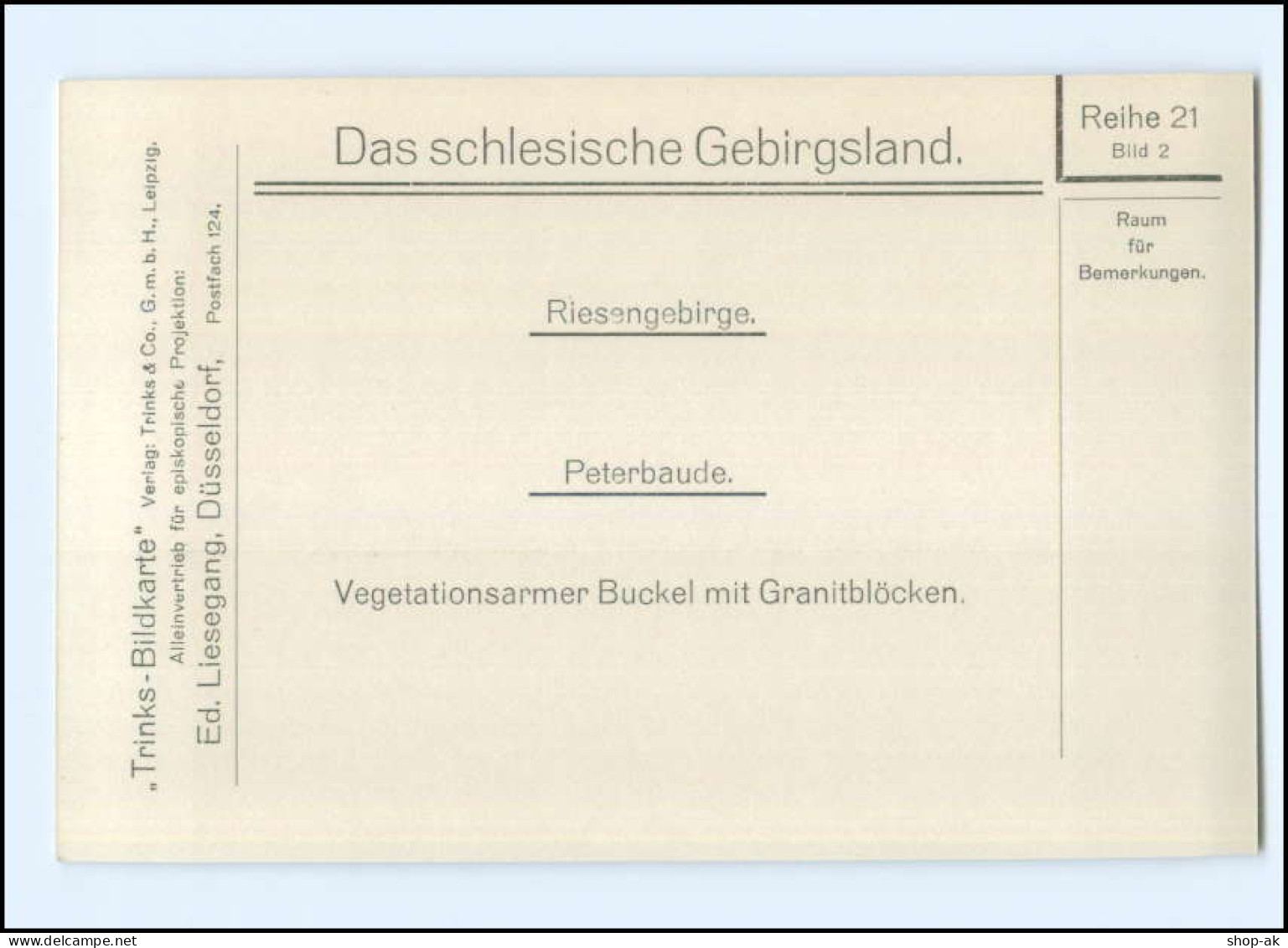 S3520/ Riesengebirge Schlesien Foto Trinks-Bildkarte AK-Format Ca.1925    - Schlesien