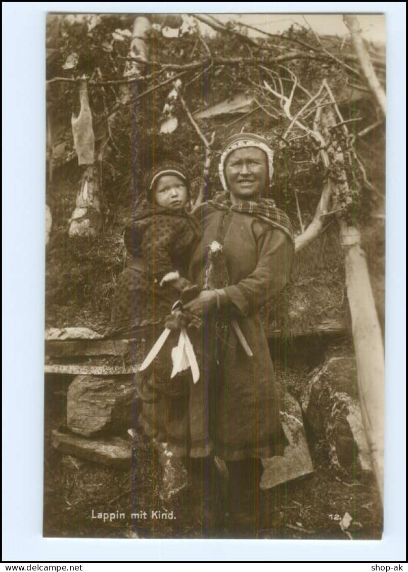 S3510/ Lappin Mit Kind Norwegen Foto Trinks-Bildkarte AK-Format Ca.1925    - Norvège