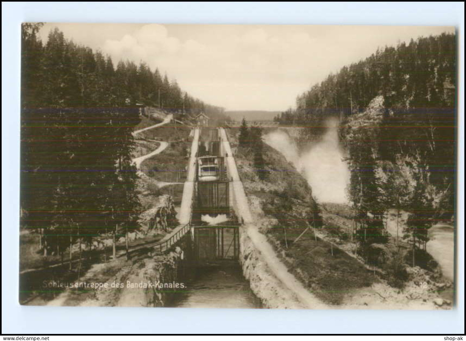 S3509/ Bandak-Kanal Schleuse Norwegen Foto Trinks-Bildkarte AK-Format Ca.1925    - Noruega