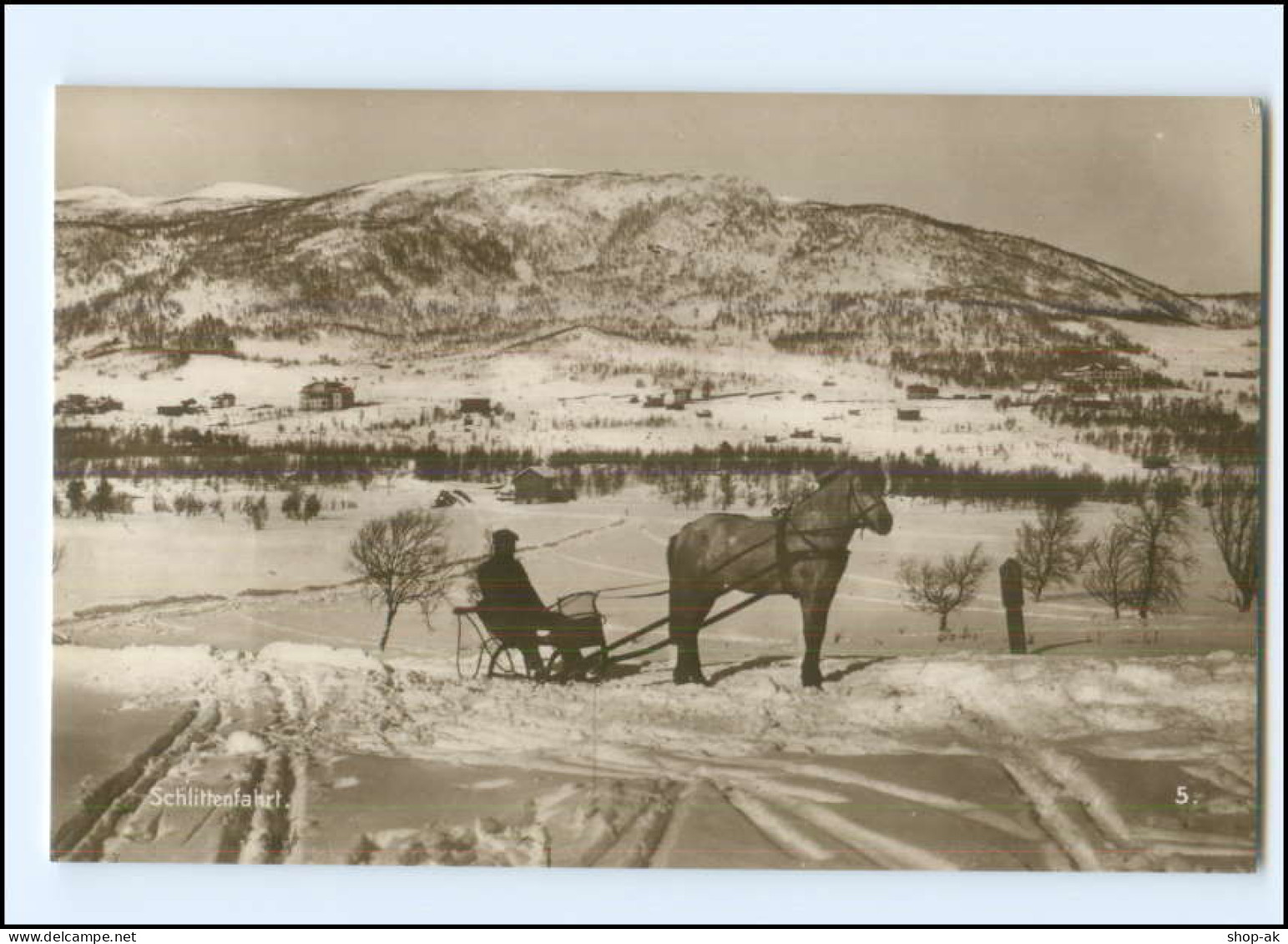 S3497/ Schlittenfahrt Kanefart Norwegen  Trinks-Bildkarte AK-Format Ca.1925 - Norvège