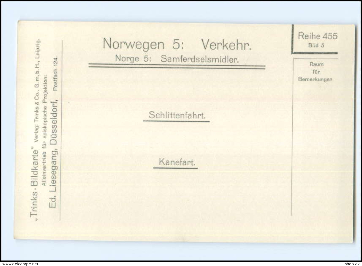 S3497/ Schlittenfahrt Kanefart Norwegen  Trinks-Bildkarte AK-Format Ca.1925 - Noruega