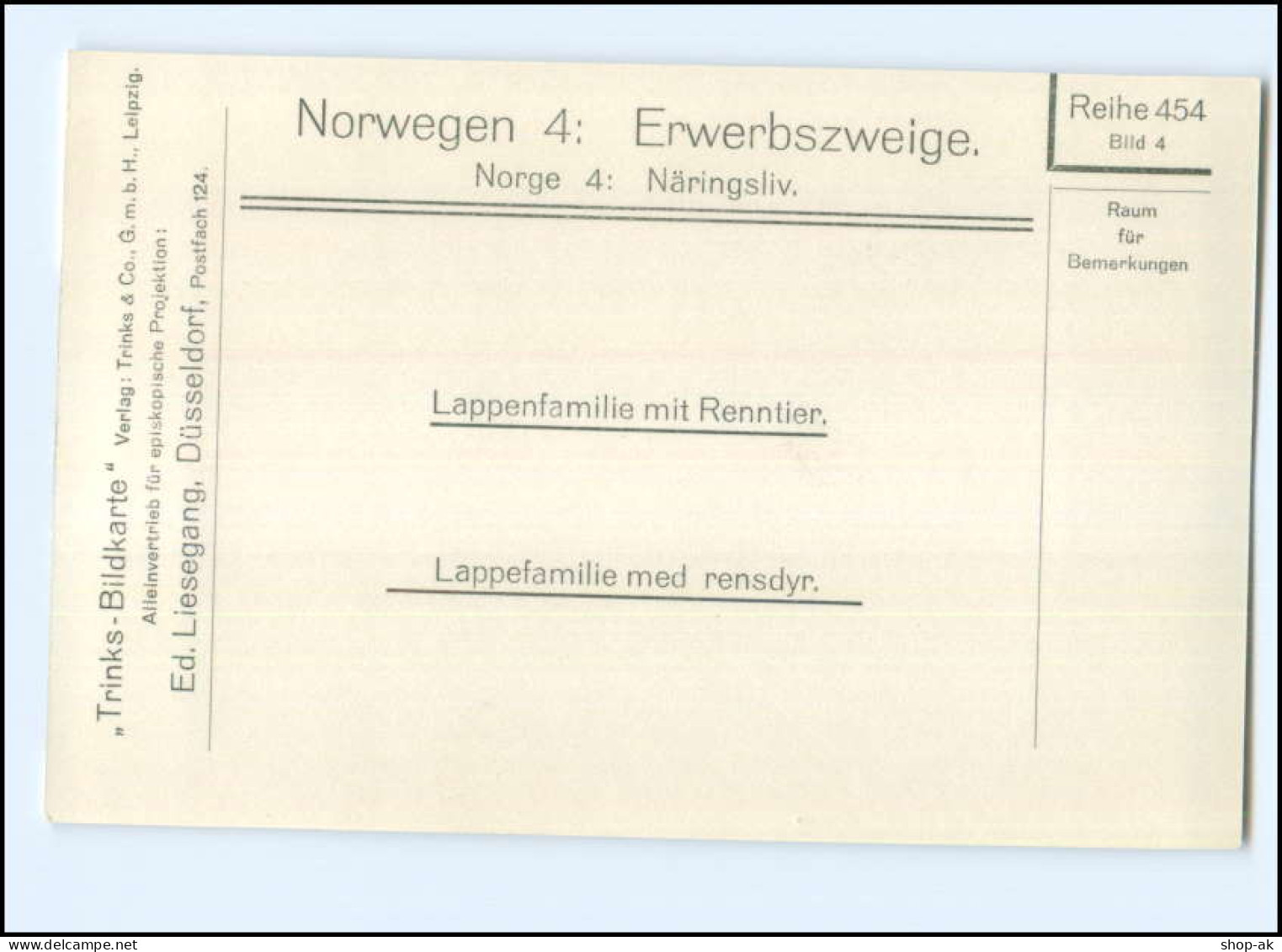S3495/ Lappenfamilie Mit Rentiere Norwegen  Trinks-Bildkarte AK-Format Ca.1925 - Noruega