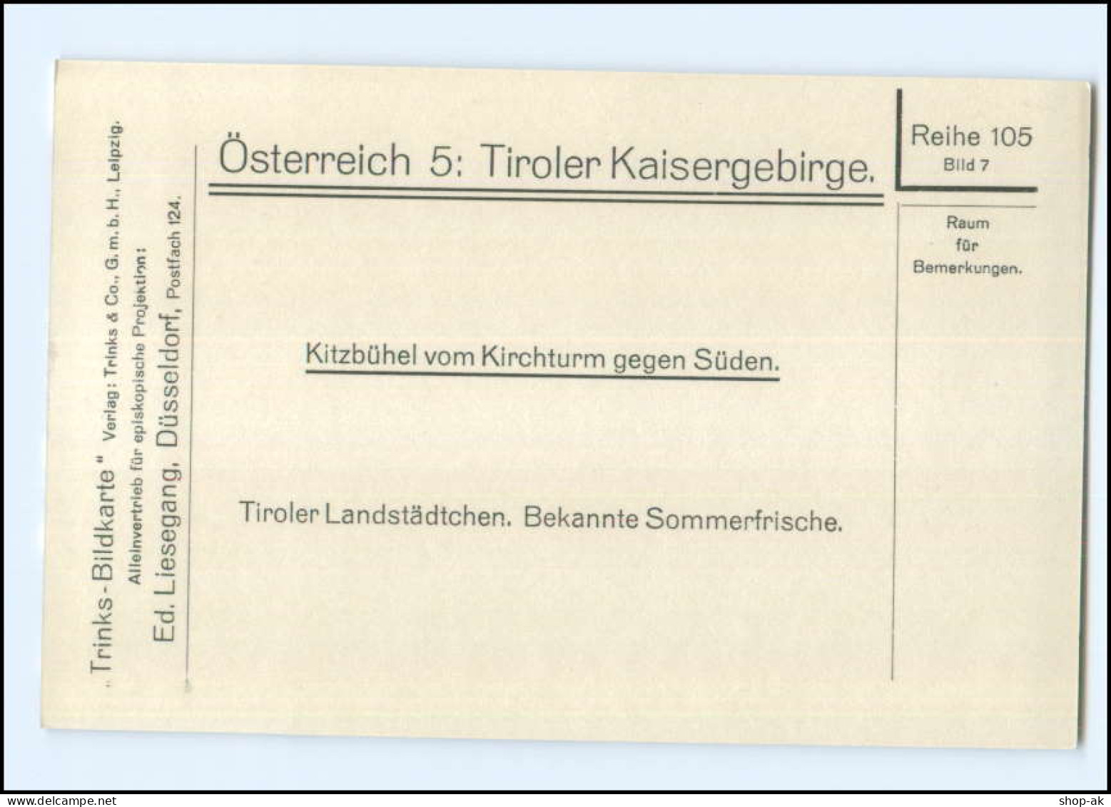 S3476/ Kitzbühel  Tirol Trinks-Bildkarte AK-Format Ca.1925 - Sonstige & Ohne Zuordnung