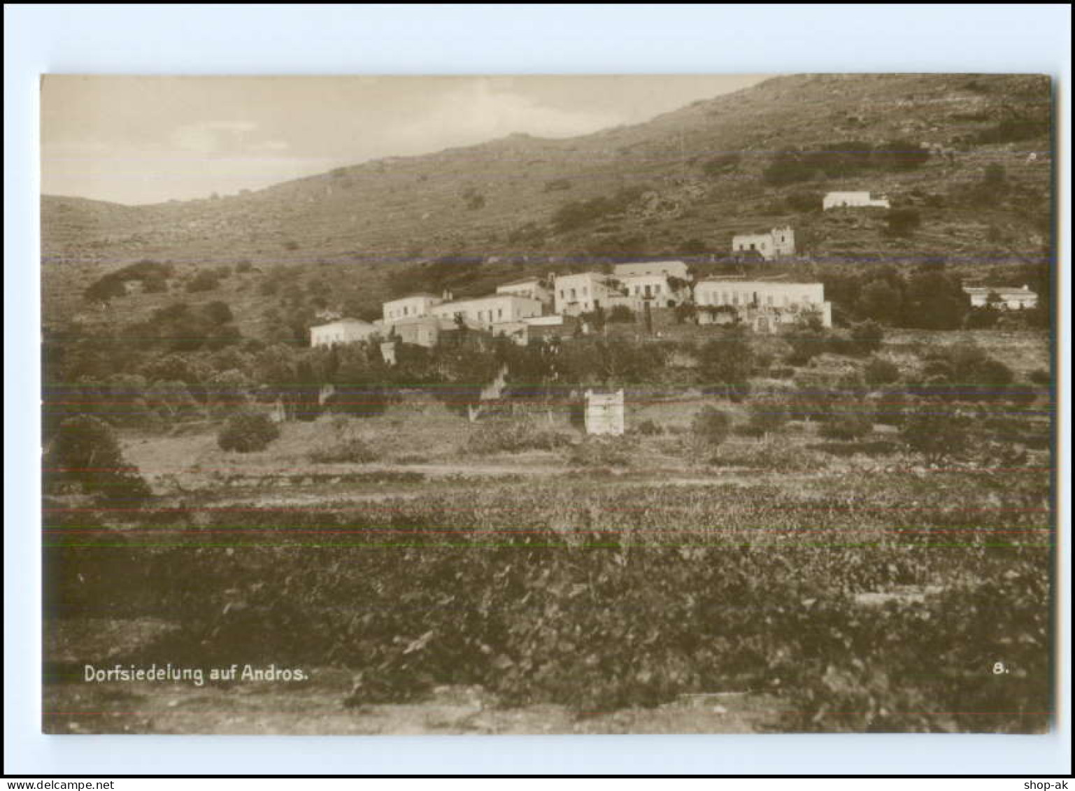 S3427/ Griechenland Dorfsiedlung Auf Andros Trinks-Bildkarte AK-Format Ca.1925 - Grèce