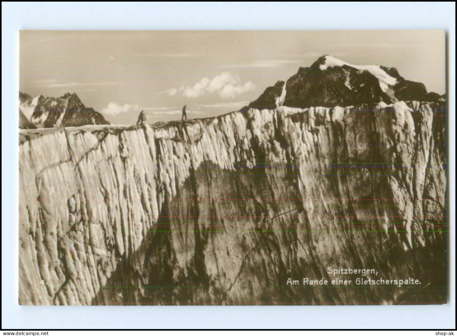 S3414/ Spitzbergen Gletscherspalte Trinks-Bildkarte AK-Format Ca.1925 - Norvège