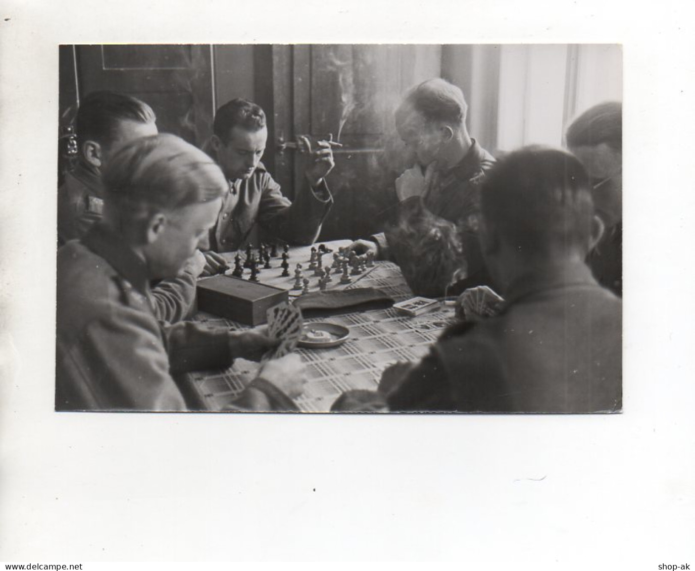 C4665/ Soldaten Spielen Schach Und Skat Foto Ca.1940 2. Weltkrieg 17,5 X 11,5cm  - 1939-45