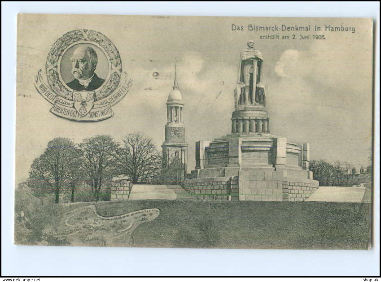 Y20439/ Hamburg St. Pauli Bismarck-Denkmal 1906 AK  - Mitte