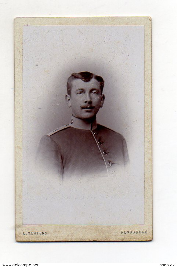 Y9808/ CDV Foto Soldat Militär Atelier L. Merens, Rendsburg  Ca.1905 - Otros & Sin Clasificación