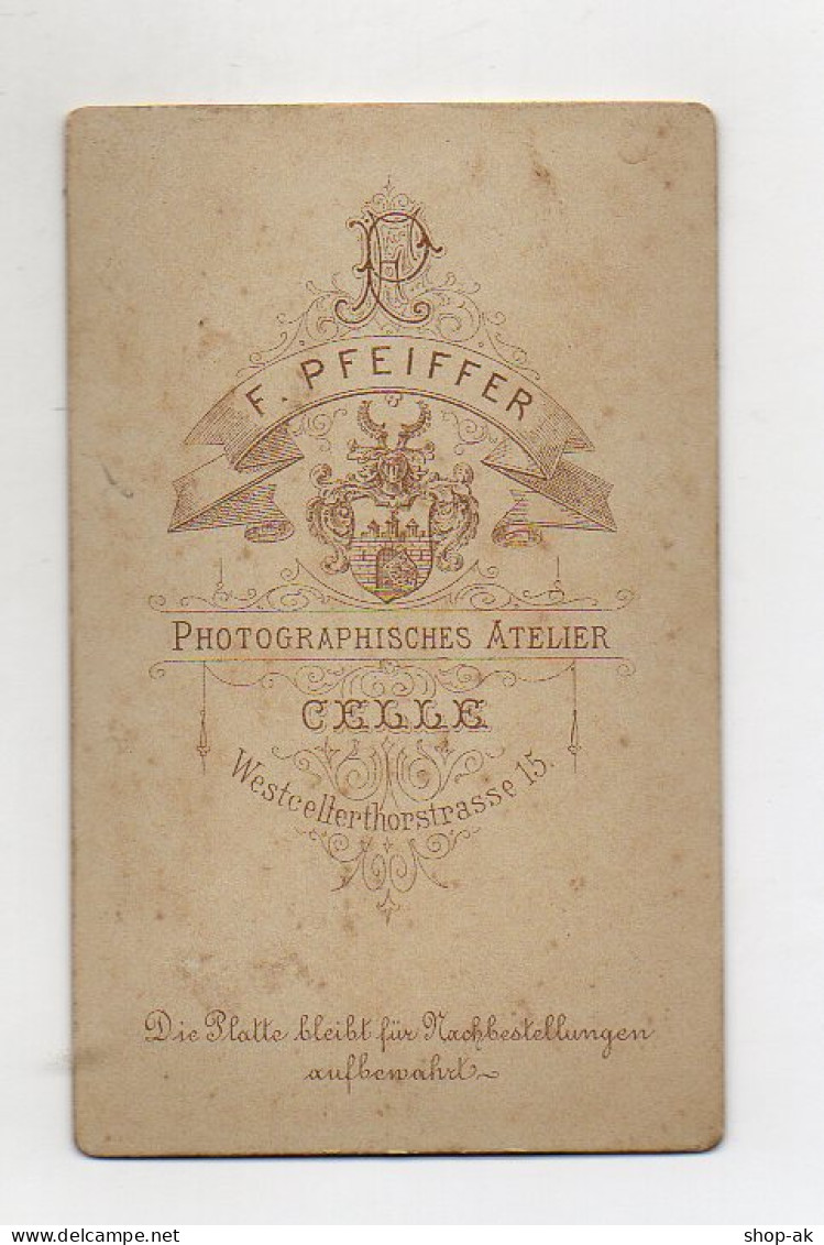 Y9801/ CDV Foto Soldat Mit Säbel  Militär Atelier Pfeiffer, Celle Ca.1895 - Otros & Sin Clasificación