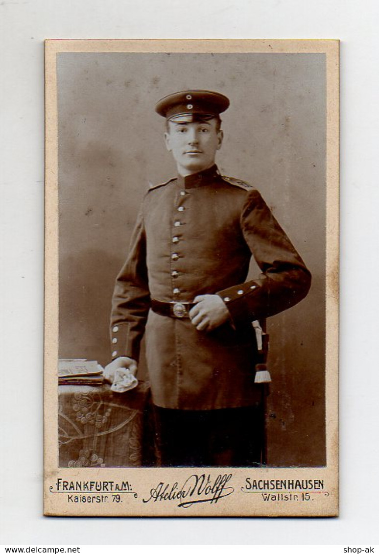 Y9707/ CDV Foto Soldat Militär Atelier Wolff, Frankfurt-Sachsenhausen Ca.1905 - Otros & Sin Clasificación