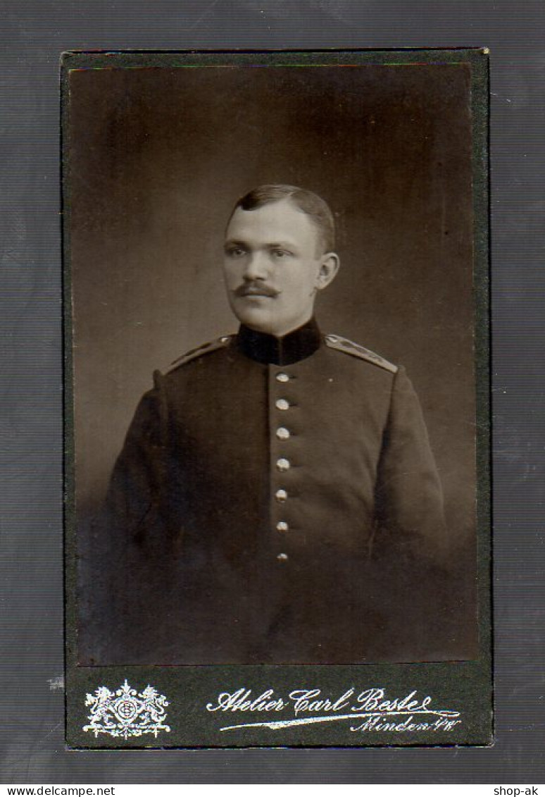 Y9702/ CDV Foto Soldat Militär Atelier Carl Bestel, Minden  Ca.1905 - Otros & Sin Clasificación