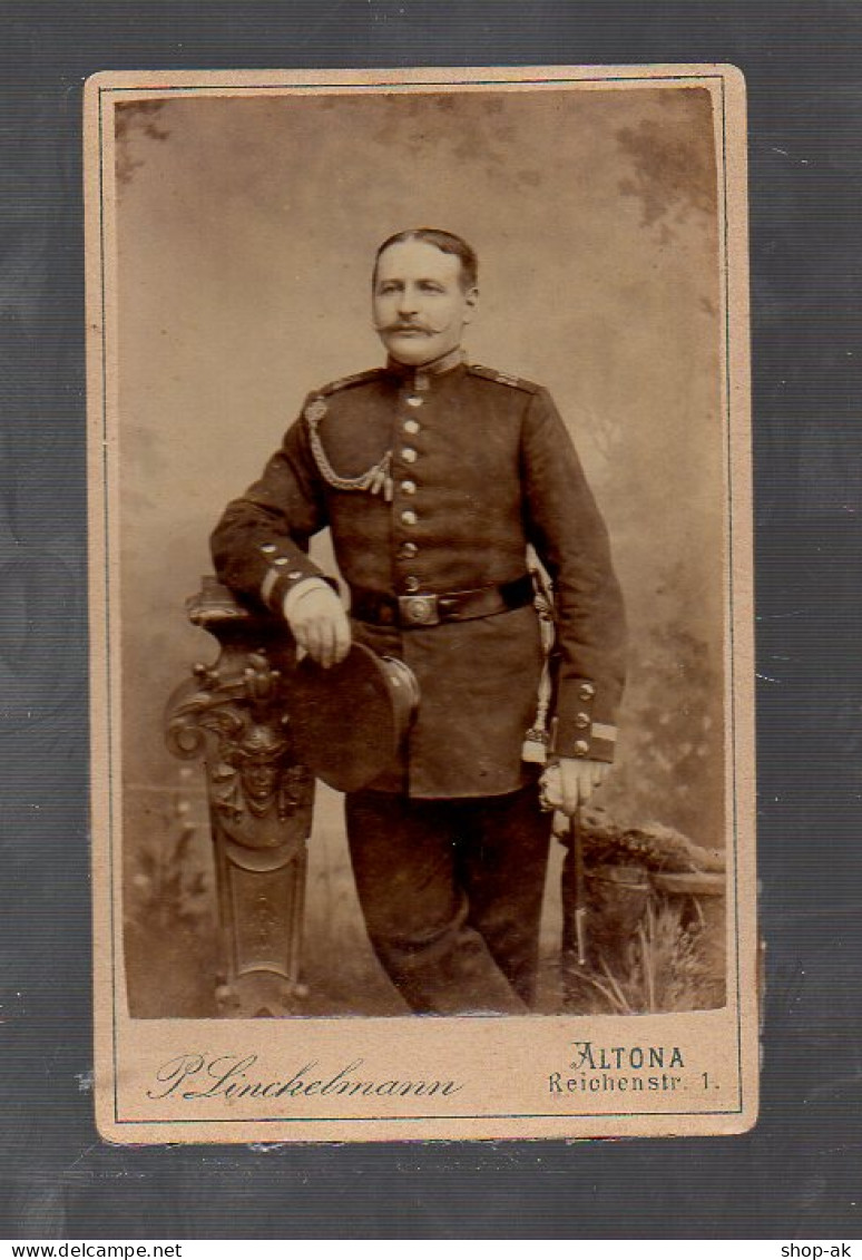 Y9690/ CDV Foto Soldat Militär Atelier P. Linckelmann, Altona Ca.1900 - Otros & Sin Clasificación