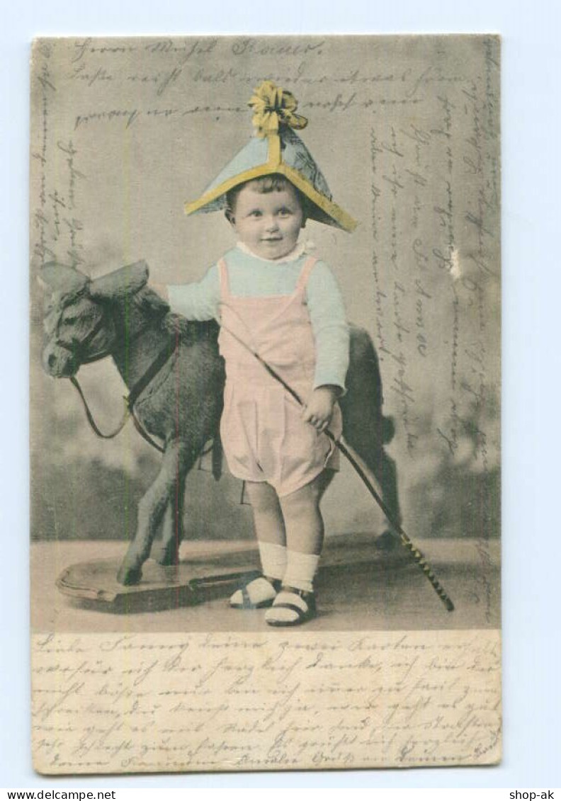 Y9597/ Kleiner Junge Mit Holzpferd Spielzeug 1902  - Jeux Et Jouets