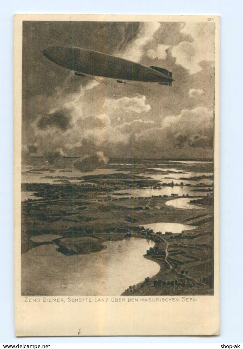 U2663/ Zeppelin Luftschiff Schütte-Lanz In Masuren  Zeno-Diemer AK  WK 1915 - Dirigibili