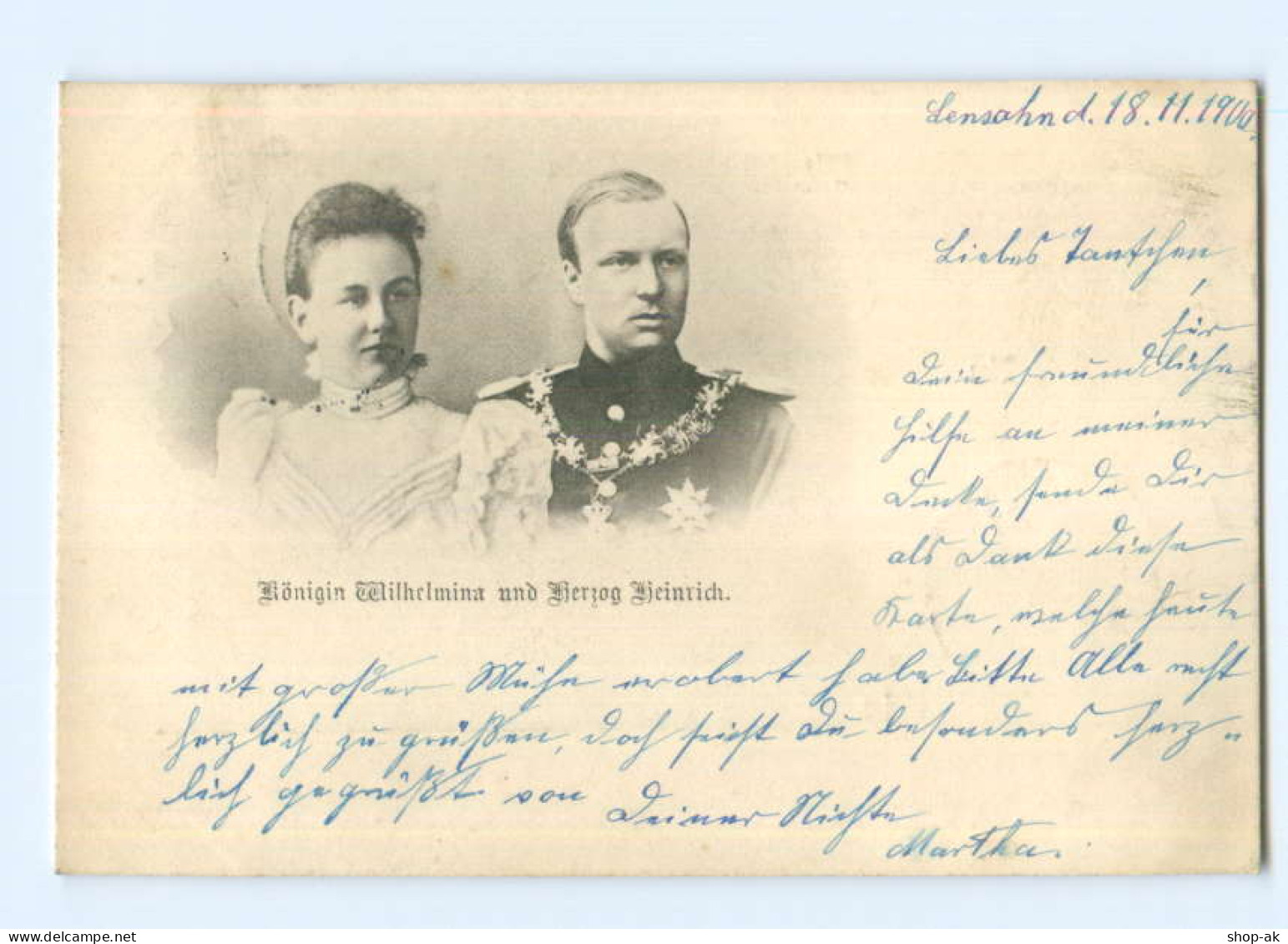 U2612/ Königiun Wilhelmina Und Herzog Heinrich AK 1900 - Königshäuser