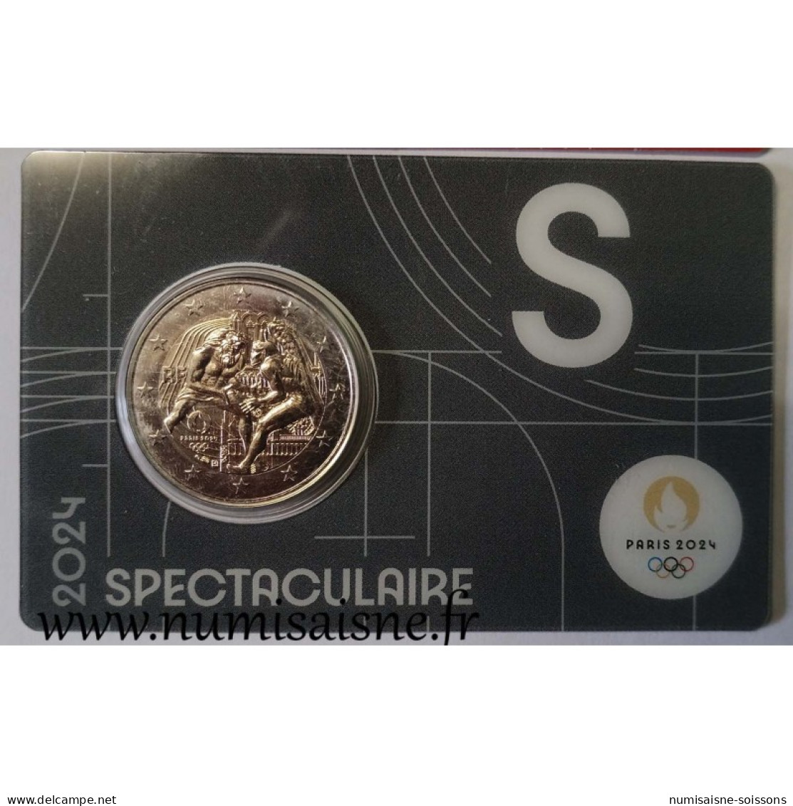 FRANCE - 2 EURO 2024 - JEUX OLYMPIQUES 2024 - HERCULE LUTTE - NOTRE DAME - COINCARD GRIS 'S' - BU - Francia