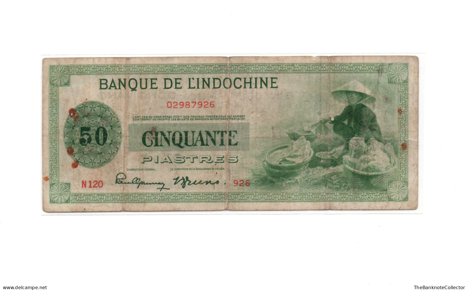 French Indochina 50 Piastres ND 1945 P-77 Very Fine - Andere - Azië