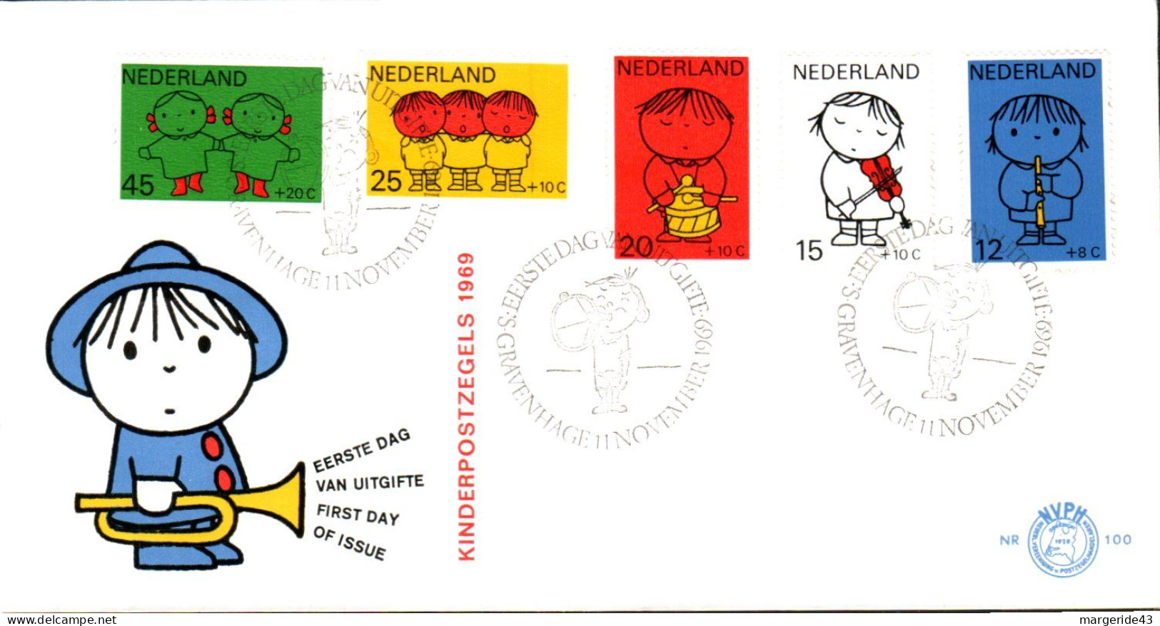 PAYS BAS FDC 1969 POUR LA JEUNESSE - FDC