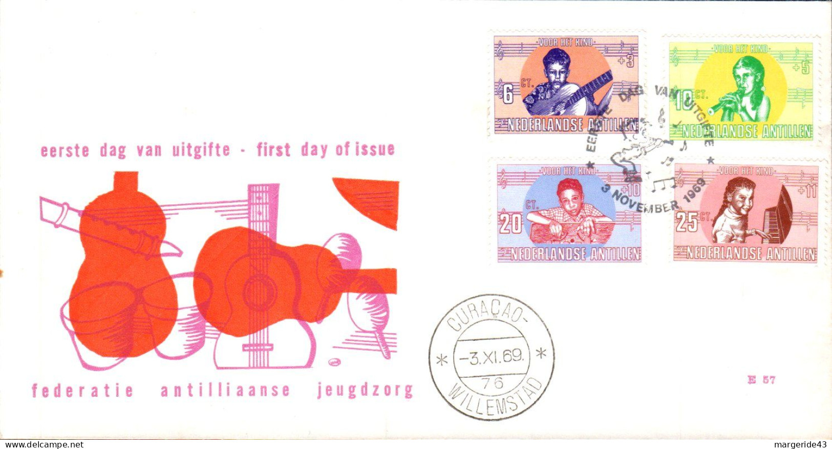 PAYS BAS FDC 1969 POUR LA JEUNESSE - Curacao, Netherlands Antilles, Aruba