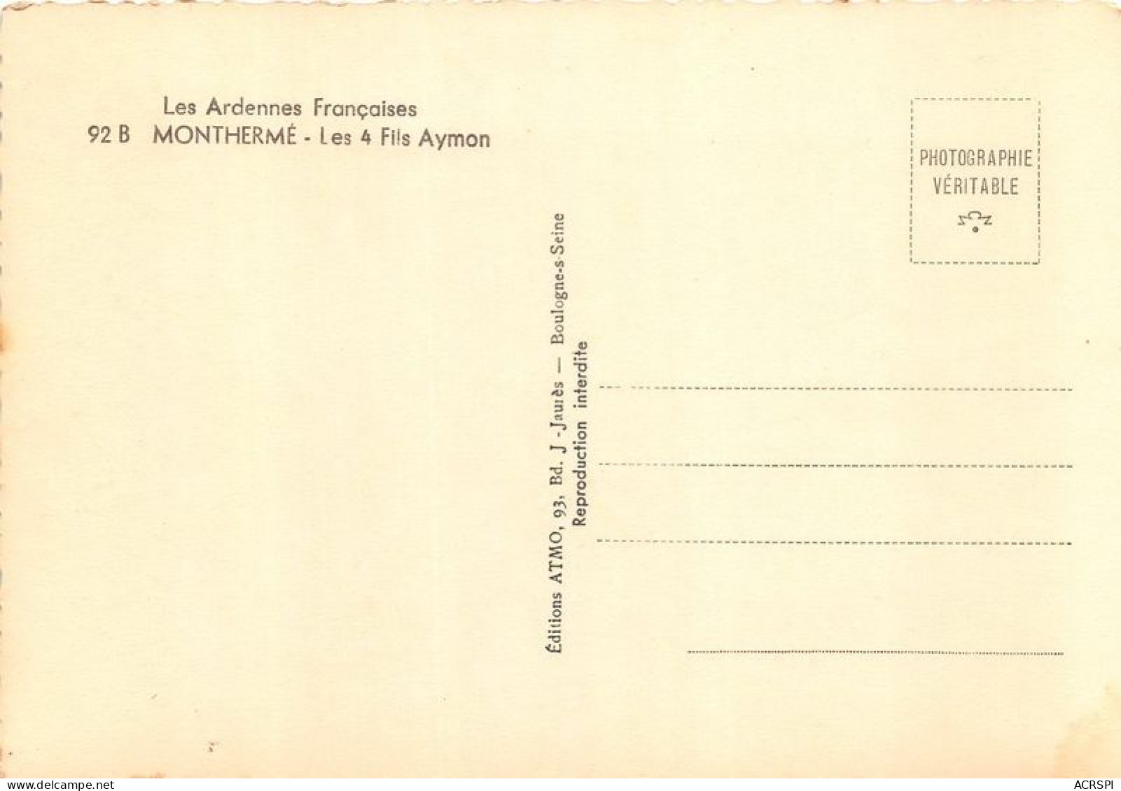 MONTHERME LES 4 Fils Aymon 3(scan Recto-verso) MA1739 - Montherme