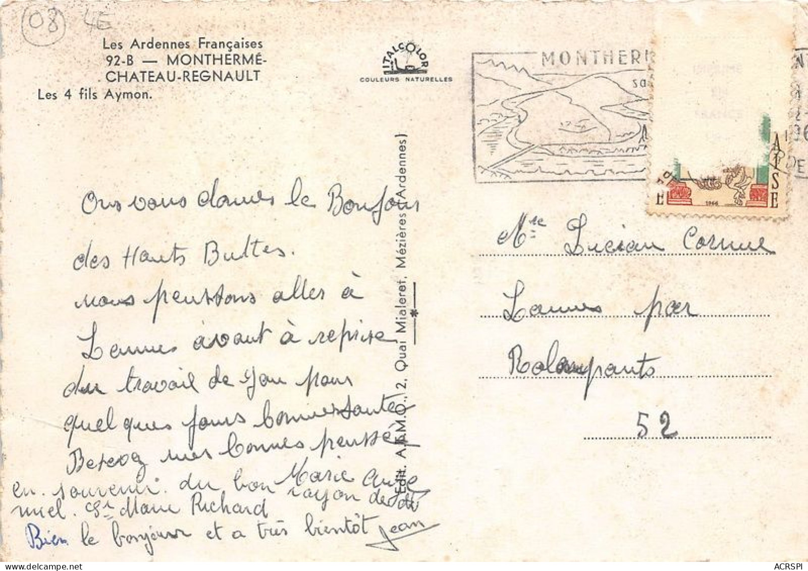 MONTHERME CHATEAU REGNAULT Les 4 Fils Aymon 17(scan Recto-verso) MA1730 - Montherme