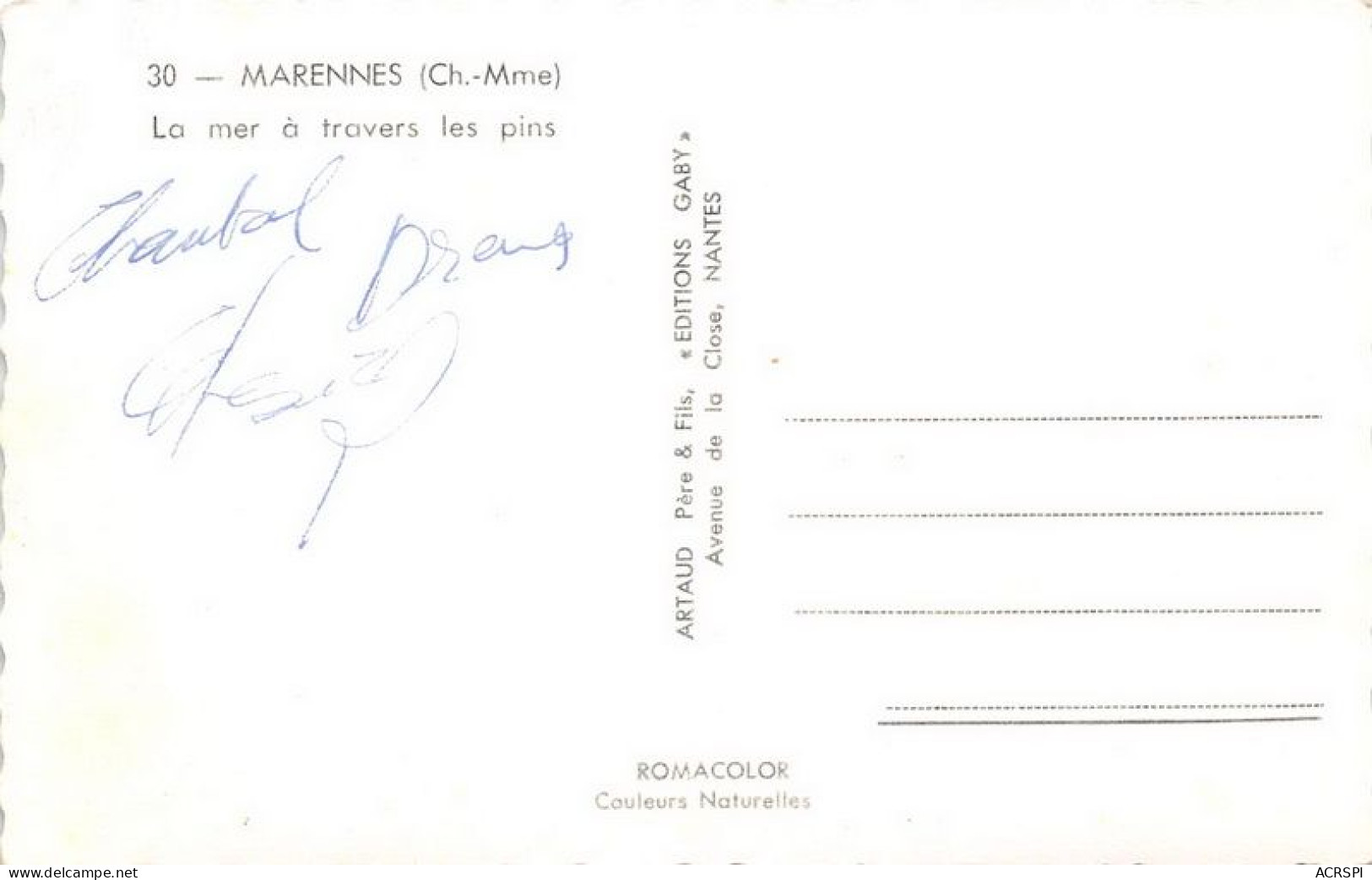 MARENNES La Mer A Travers Les Pins 9(scan Recto-verso) MA1748 - Marennes
