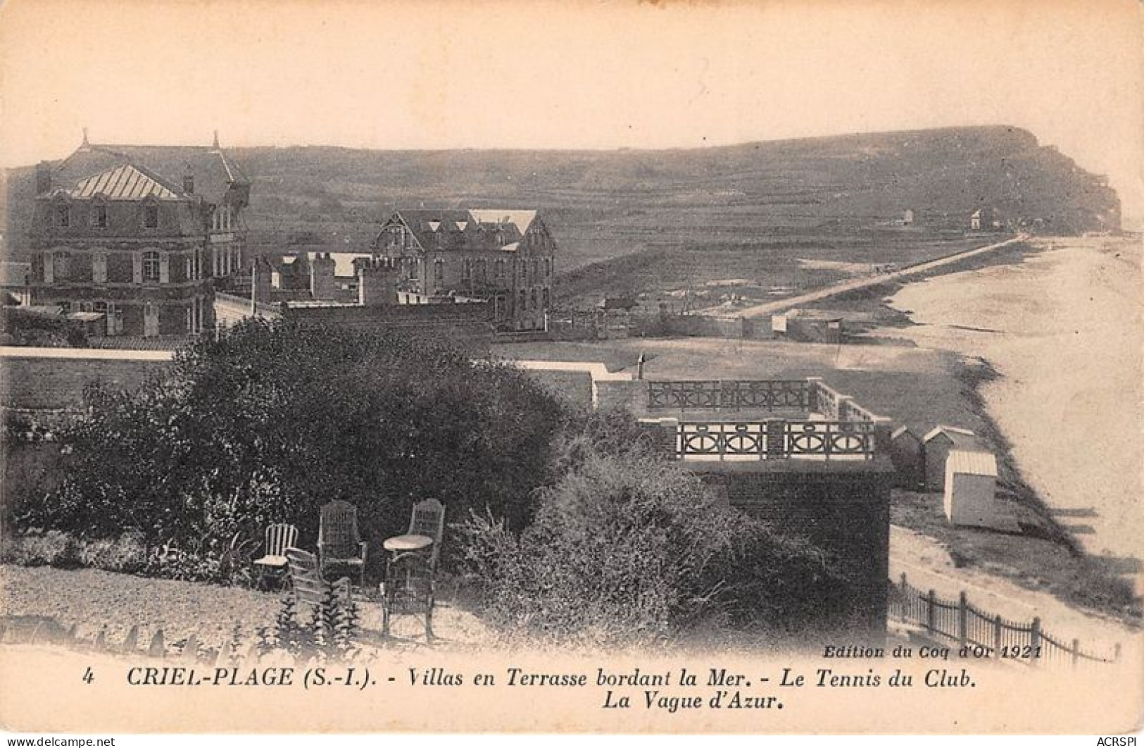 CRIEL PLAGE Villas En Terrasse Bordant La Mer Le Tennis Club La Vague D Azur 10(scan Recto-verso) MA1745 - Criel Sur Mer