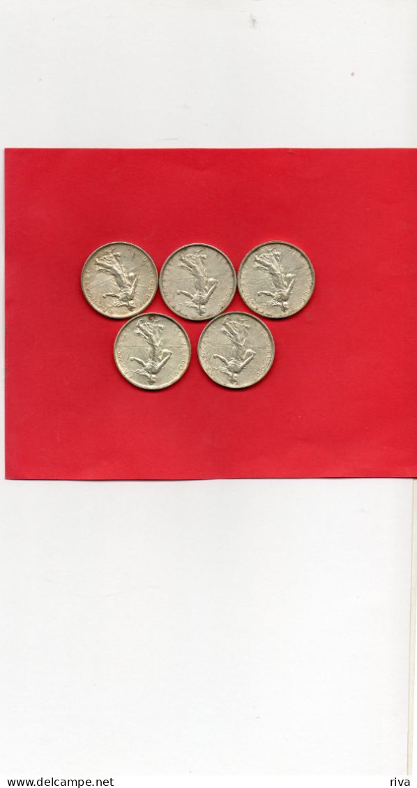 Lot De 5 Pieces De 5 FR  Argent. - 5 Francs