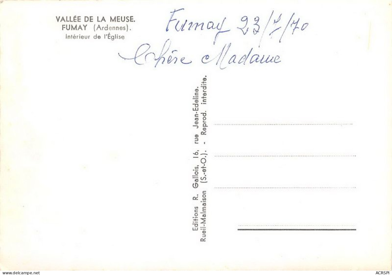 FUMAY Interieur De L Eglise 20(scan Recto-verso) MA1763 - Fumay