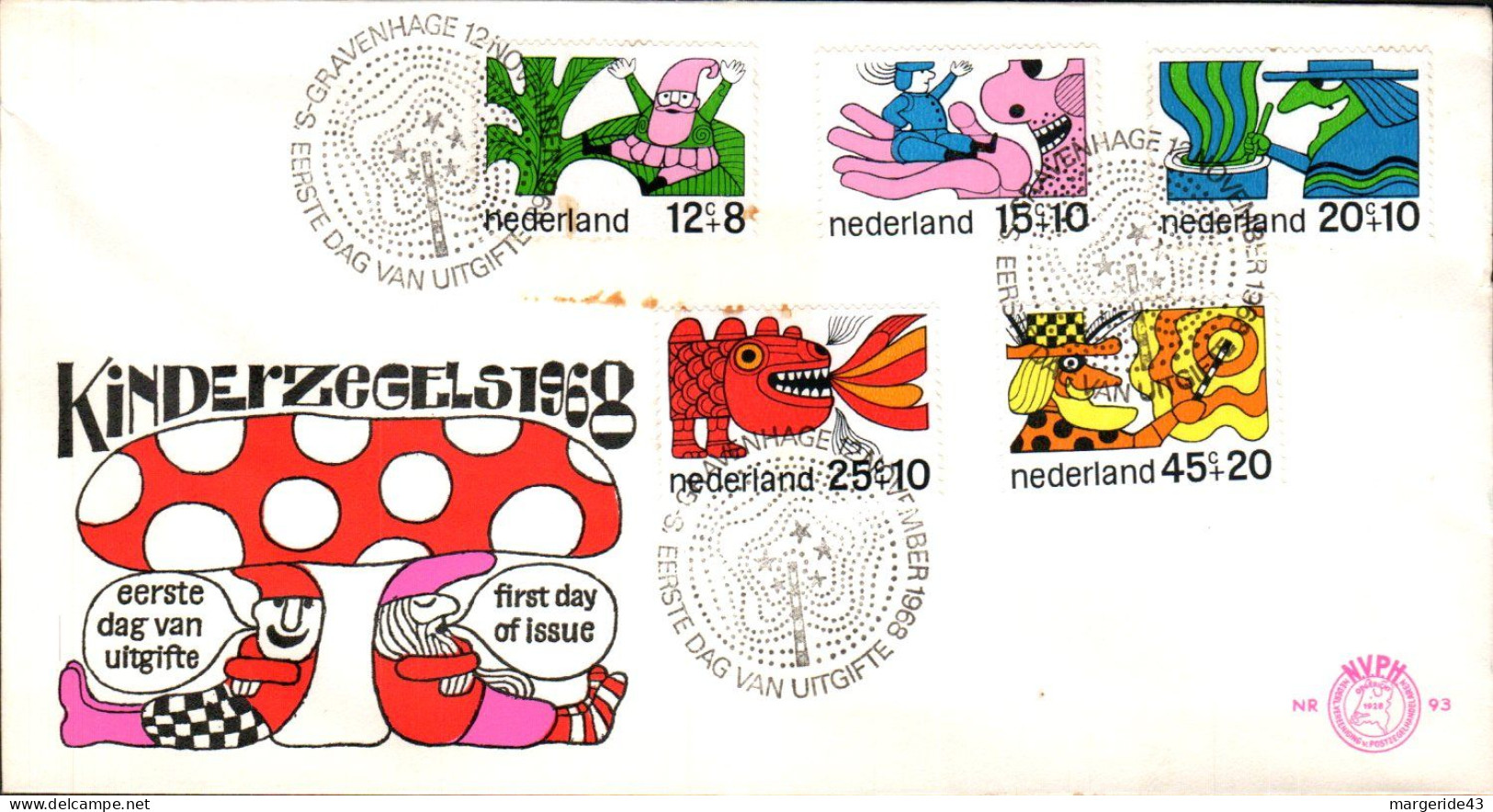 PAYS BAS LETTRE FDC POUR LES U S A  FDC 1969 - FDC