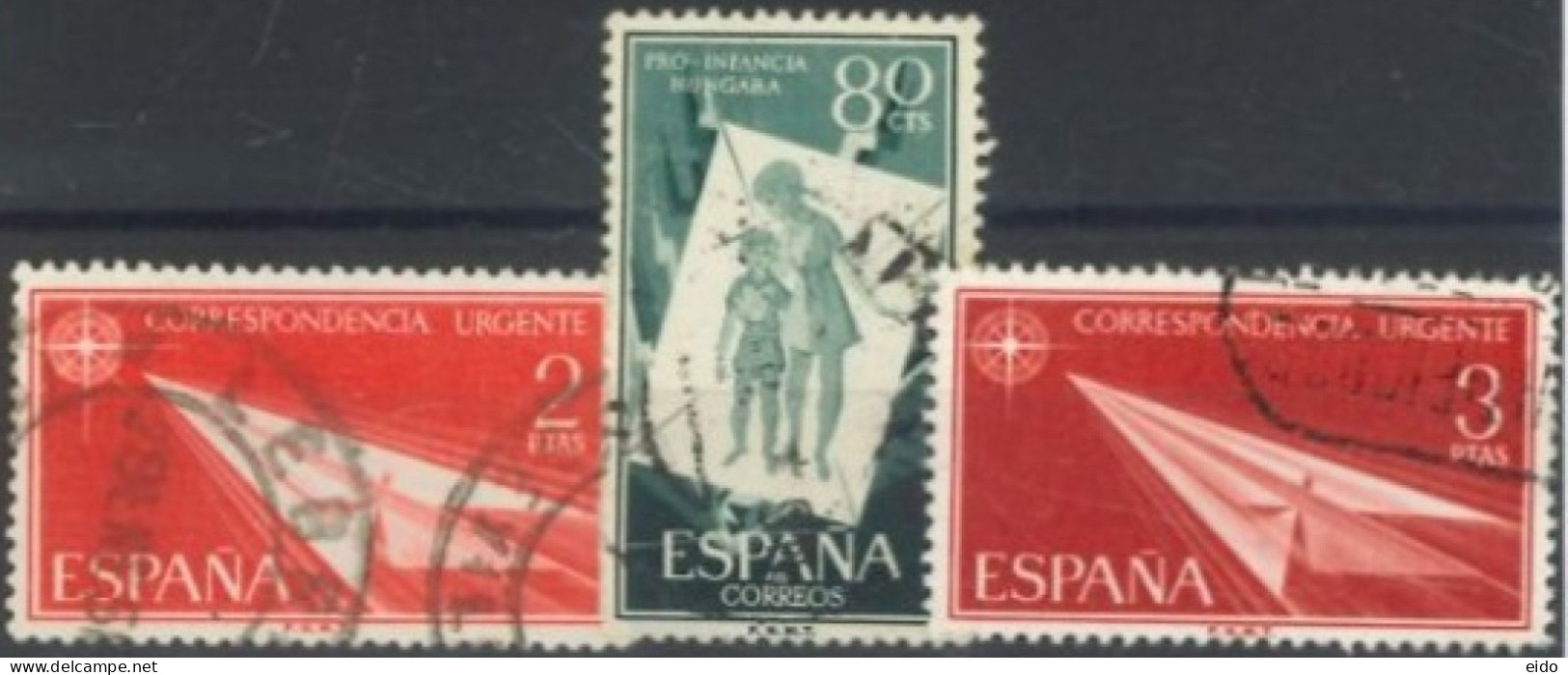 SPAIN, 1956/65, HUNGARIAN CHILDREN & FLIGHT STAMPS SET OF 3, 860,E21,&E23,USED. - Used Stamps