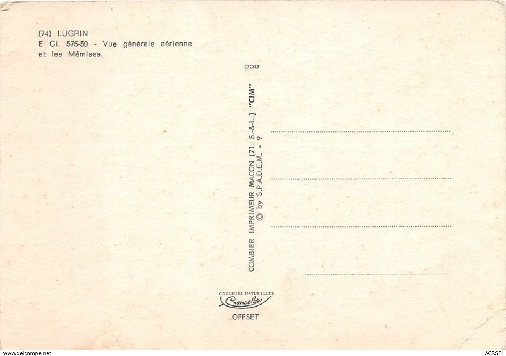 LUGRIN Vue Generale Aerienne Et Les Memises 2(scan Recto-verso) MA1795 - Lugrin