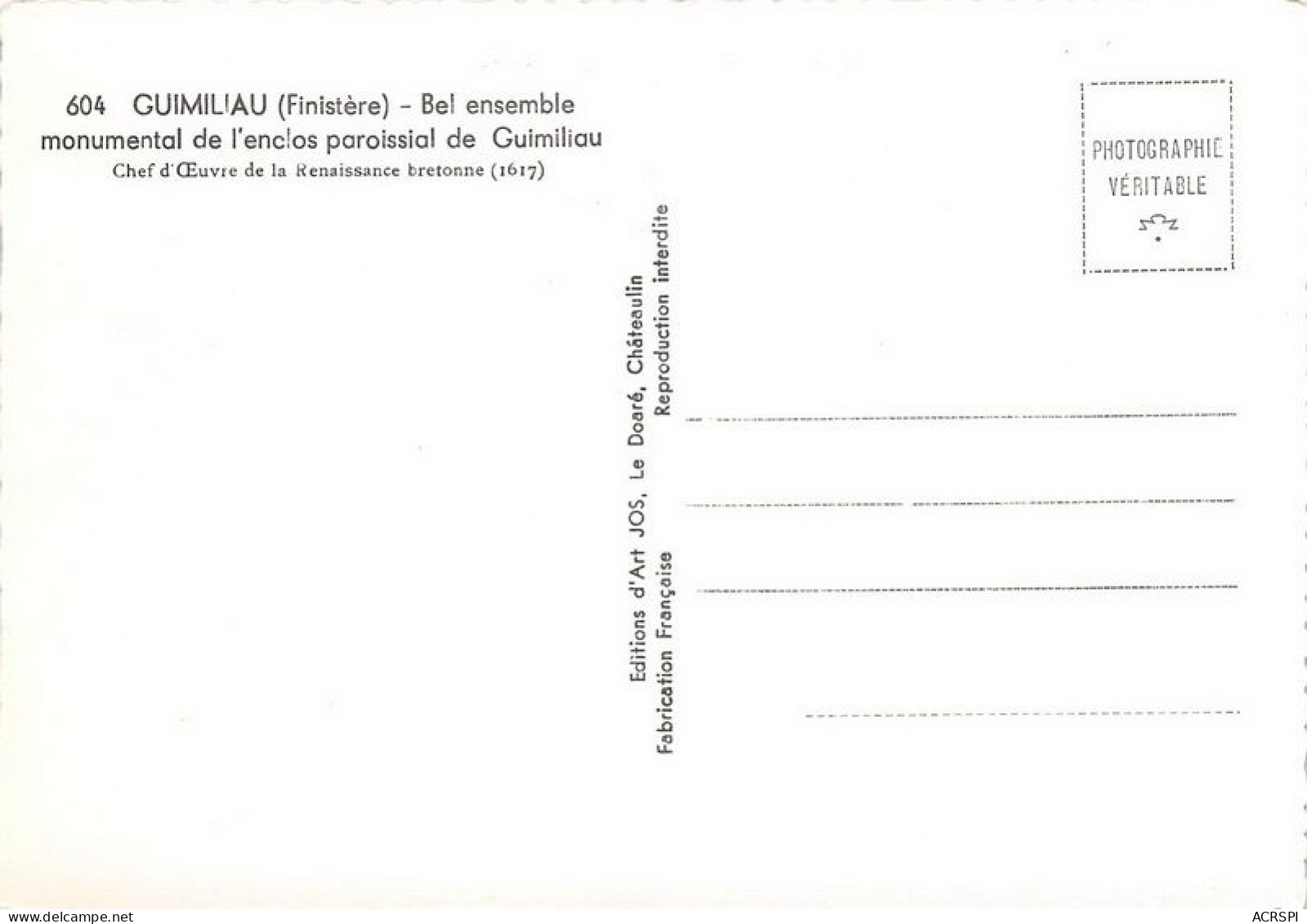 GUIMILIAU Bel Ensemble Monumental De L Enclos Paroissial De Guimiliau 7(scan Recto-verso) MA1785 - Guimiliau